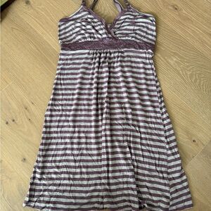 Striped Purple and Gray maternity nursing  nightgown